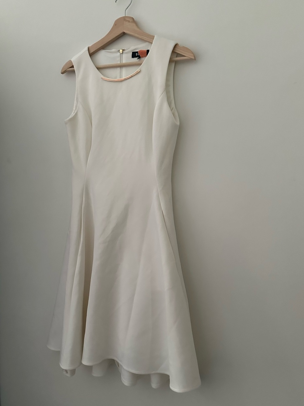 DKNY Cream Sleeveless Fit-and-Flare Midi Dress